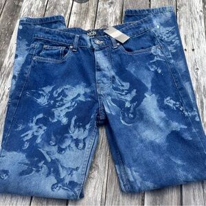 boohooMAN Renaissance Laser Print Slim Fit Jeans size 30